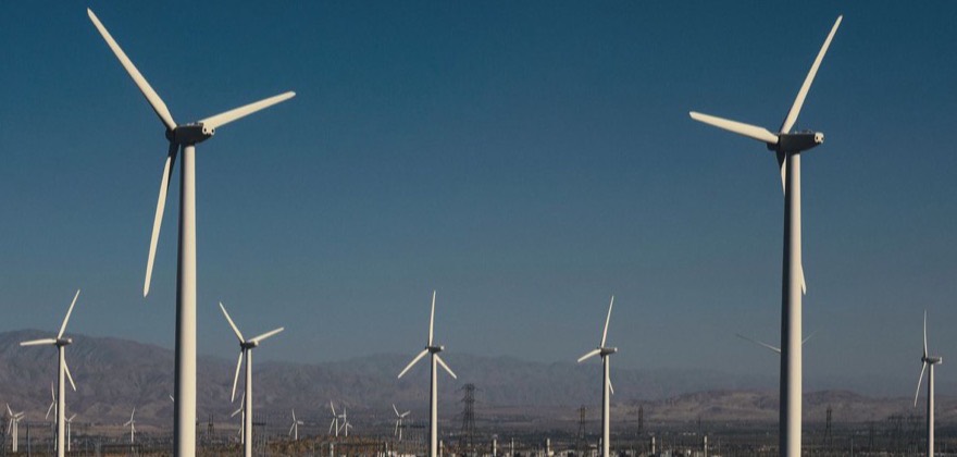 Wind turbines across a large wind farm